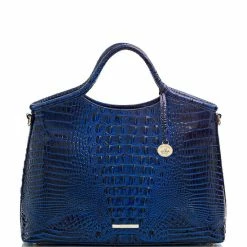 Deals ???? BRAHMIN Melbourne Collection Elaine Crocodile-Embossed Leather Top Zip Satchel Bag Sapphire ???? -BRAHMIN Shop unnamed file 75