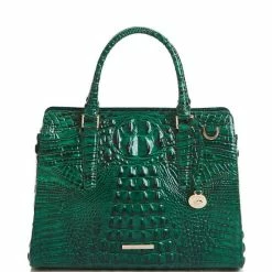 Discount ???? BRAHMIN Melbourne Collection Small Finley Carryall Satchel Bag Emerald ????