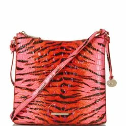 New ???? BRAHMIN Ombre Melbourne Collection Katie Animal Print Crossbody Bag Pink Feline ????