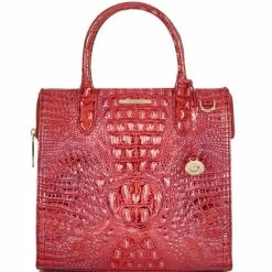 Promo ???? BRAHMIN Melbourne Collection Caroline Satchel Bag Red Dragon ????