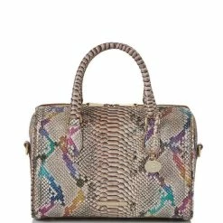Discount ???? BRAHMIN Knightley Collection Stacy Rainbow Animal Print Leather Satchel Bag Multi ????