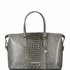 Buy ✨ BRAHMIN Melbourne Collection Duxbury Crocodile-Embossed Weekender Bag Steel ????