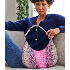Hot Sale ???? BRAHMIN Ombre Melbourne Collection Bekka Snake Print Leather Shoulder Bag Pink Cobra ???? -BRAHMIN Shop unnamed file 934