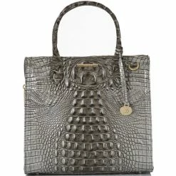 Top 10 ✔️ BRAHMIN Melbourne Collection Caroline Crocodile-Embossed Satchel Bag Steel ????